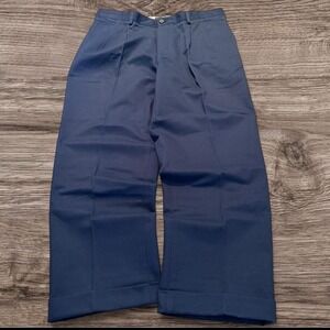 36x30 Navy Blue Pleated Baggy Wide Leg Dress Pants Y2K 2000s Vintage